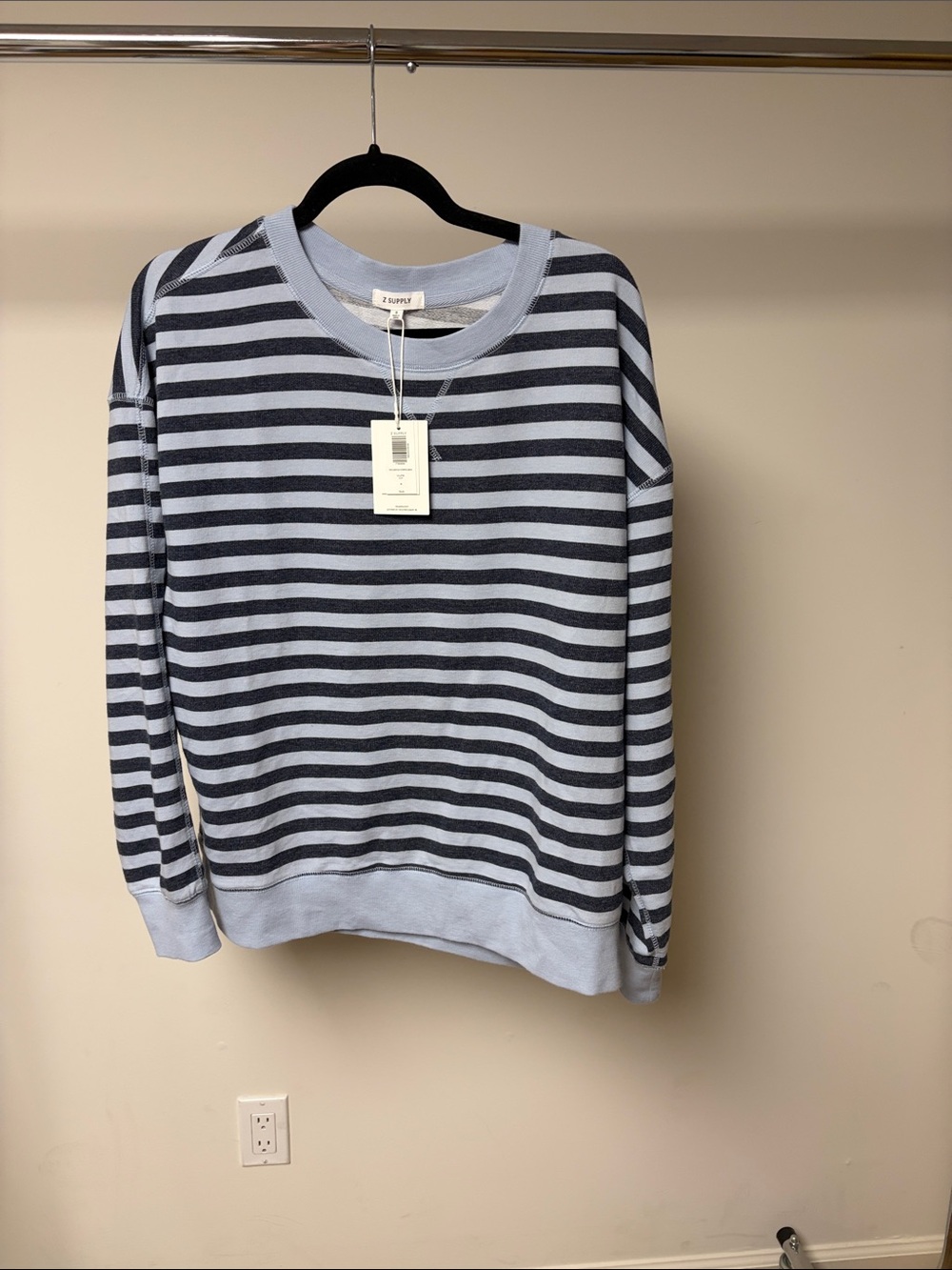 Z supply the everyday stripe crew neck sweatshirt eclipse